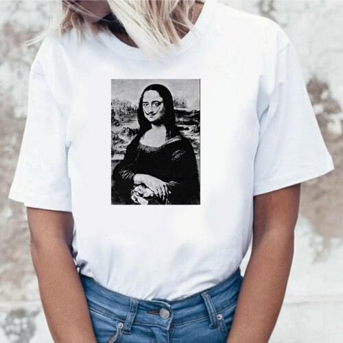 Women Aesthetics funny Tshirts 2021 women New summer spoof Mona Lisa Printed T Shirts Casual Short Sleeves Female streetclothing