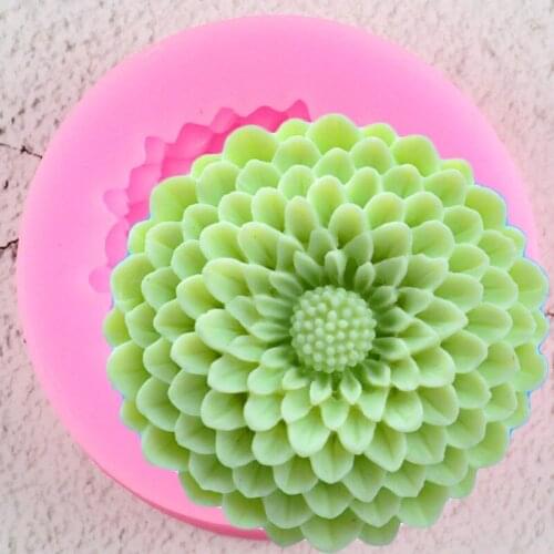 Chrysanthemum Handmade Soap Mold Sunflower Fondant Cake Silicone Molds Cake Decorating Tools Candy Clay Chocolate Gumpaste Mould