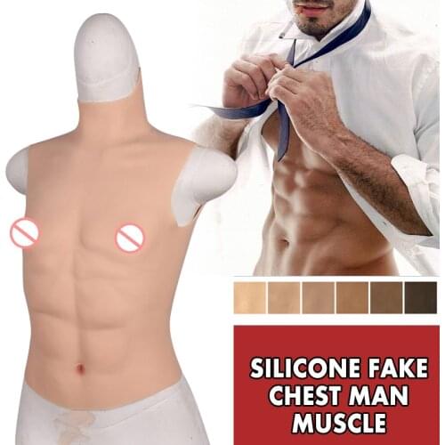Fake Chest Muscle Belly Macho Silicone Man Artificial Simulation Muscles High Collar Sleeveless Version Cosplay Crossdresser