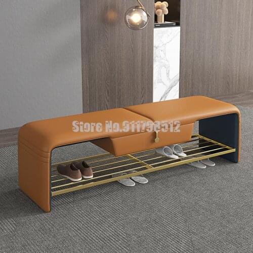 Italian style light luxury shoe changing stool bedroom light luxury bed end stool home entrance shoe stool coat and hat fitting