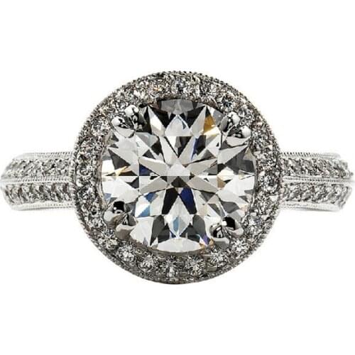 2Ct Round Brilliant Moissanite Real 18K 750 White Gold Ring Perfect Annniversary Jewelry White Gold Au750 Brilliant Forever