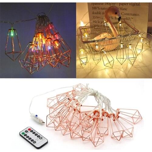 Metal Diamond String Fairy Light Valentines Day Christmas Wedding Lamp 20LED USB New year Decoration Warm White String lights