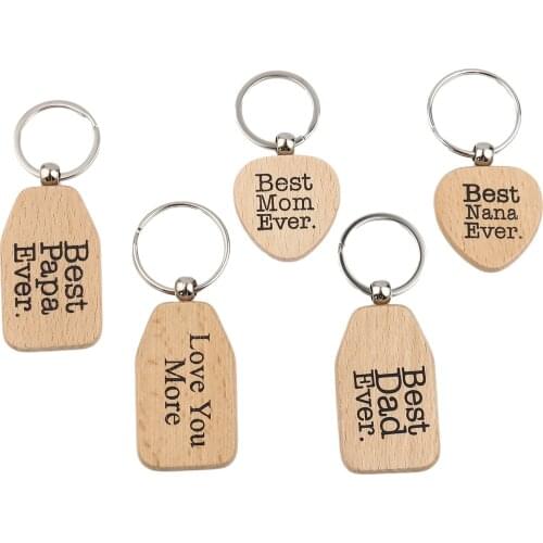 Natural Wood Heart Key Chains Affection Message Keyring Best Nana Ever Family Love Keychain For Father Mother 's Day Gifts