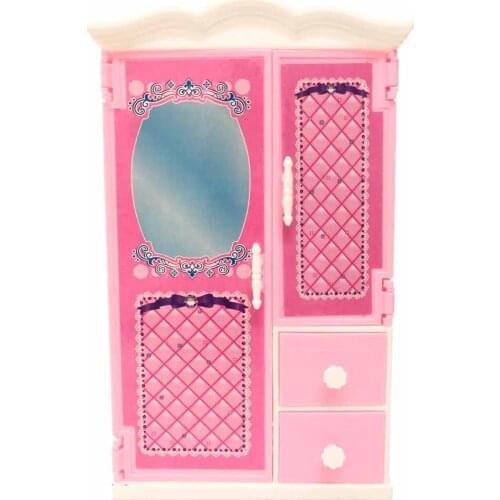 NK 1 Pcs Doll Accessories Pink Wardrobe Closet For Barbie Doll Dreamhouse Furniture Miniature Gift Child Bedroom Toys
