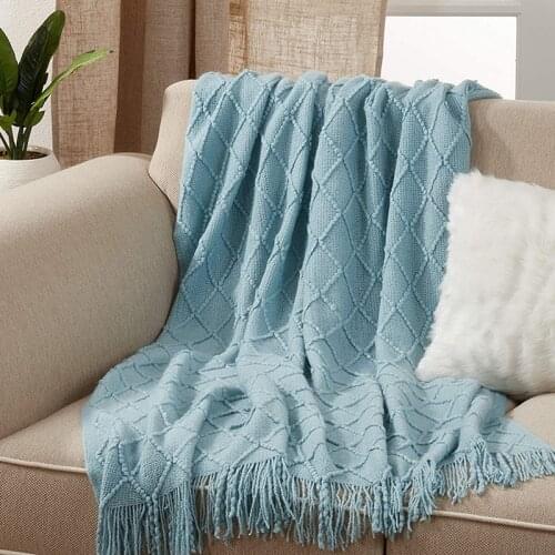 Nordic Blankets for Beds Hand-knitted Carpet Living Room Sofa Cover Blanket Tassel Air Conditioning Blanket Chunky Knit Blanket