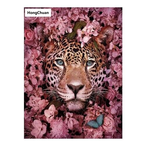 New product flower tiger animal canvas art square round diamond painting cross stitch mosaic home decoration mural new year gift