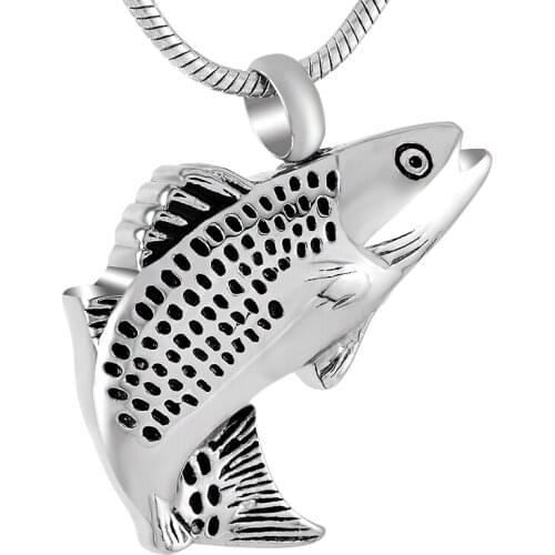 Fish Cremation Urn Pendant Pets Urn Cremation Keepsake Pendant Hold Ashes Funeral Casket 20'' Snake Chain