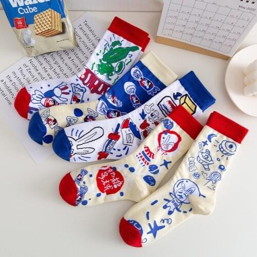 PEONFLY New Korean Style Cartoon Animal Short Socks Women Kawaii Rabbit Cute Harajuku Socks Printed Funny Socks Christmas Gift