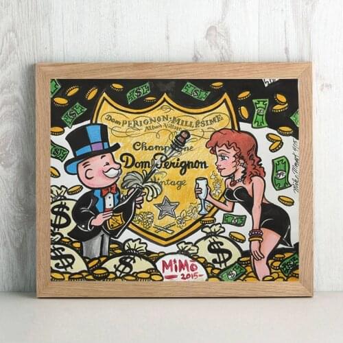 Mike Mozart Champagne Money Poster Alec Monopolyingly Paintings On Canvas Modern Art Decorative Wall Art poster Home Decoration