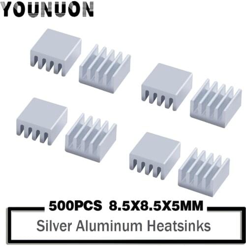 500Pcs YOUNUON 8.8*8.8*5mm Heatsink Cooling Aluminum Heat Sink for Raspberry Pi, Chip, LED, Power IC Transistor, Module PBC