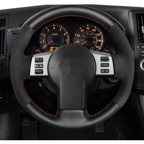 Hand Sew Black Genuine Leather Car Steering Wheel Cover For Infiniti FX FX35 FX45 2003-2008 Nissan 350Z 2002-2009