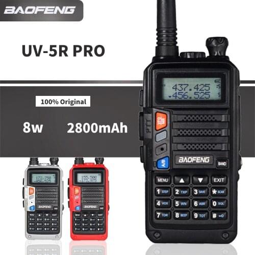 High Power 8W Baofeng UV-5R Pro Walkie Talkie 10km Two Way Radio UV5r Portable Dual Band FM Transmitter Portable CB Ham Radio