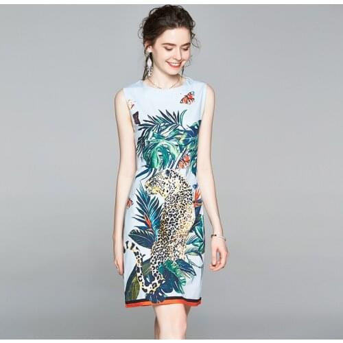 Women leopard Print Vintage Short Dress A Line Sleeveless Elegant Retro Dress Summer Sexy Party Club Mini Dress k8154