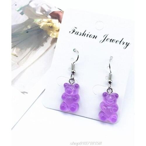 1 Pair Creative Cute Mini Gummy Bear Earrings Minimalism Cartoon Design Female Ear Hooks Jewelry Gift N05 20 Dropshipping