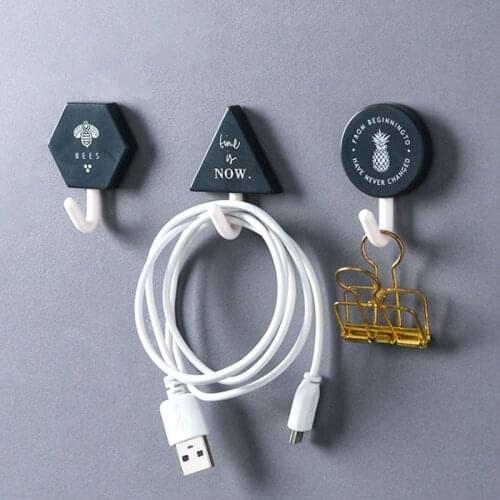 3 Pcs Key Hook Wall Coat Hanger Simple Nordic Style Geometric Elements Rack Key Holder Self-adhesive Stand For Home Decoration