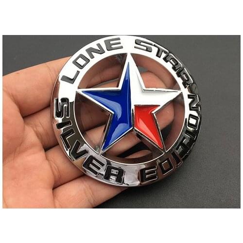 3D Texas Silver Edition Star Metal Lone Auto Trunk Emblem Badge Decal Sticker Car Accessories Car Stickers and Decals