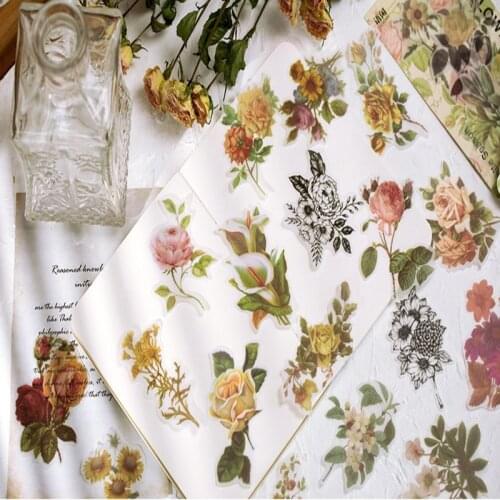 60pcs per lot stationery children sealing stickers hand account scrapbook flowers supplies hand account album gift decoration