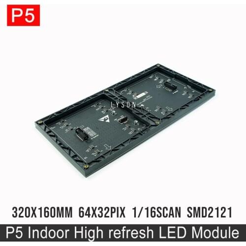 64x32 Pixels 320x160mm Black LED Lamp P5 Indoor SMD2121 Full Color LED Module Display Panel
