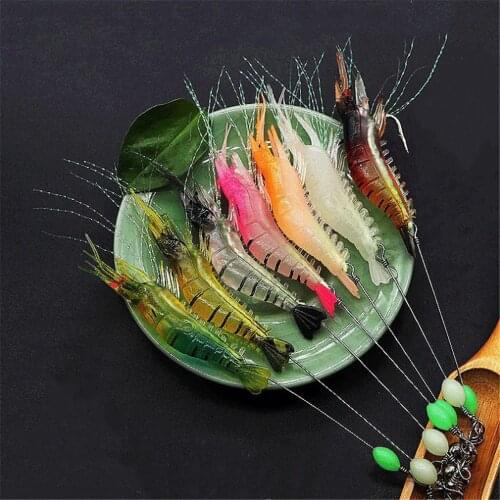 7pcs/lot Luminous Shrimp Soft Lures 8cm 5g Wobbler Fishing Tackle Isca Artificial Bait Crankbaits with Hook For Bass Pike Pesca