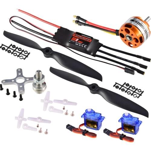 9imod D3530 1100KV Brushless Motor Hobbywing 50A ESC 9G Micro Servo 10*5E Prop Power System Combo Set for RC Fixed Wing Aircraft