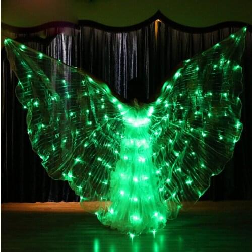 Halloween Performance Prop Women Dance DJ LED Light Up 360 Degree Wing Costume Accessories Belly Dance Wings 6 colors-changing