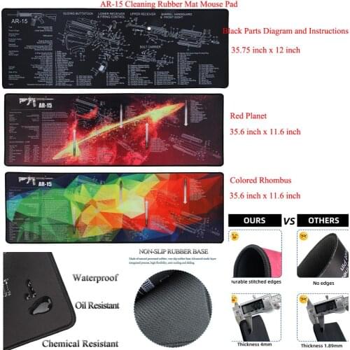 Aplus AR-15 Cleaning Rubber Mat With Parts Diagram and Instructions Armorers Bench Mat Mouse Pad Black/Red/Colorful