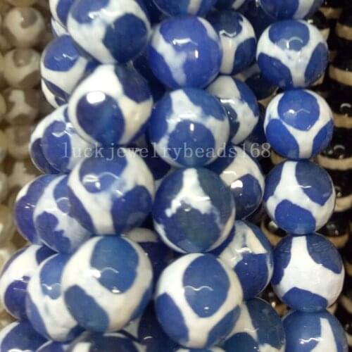 Free Shipping Fashion Jewelry 6mm 8mm 10mm Blue White Faceted Carnelian Ball Loose Beads 15.5" FG7735