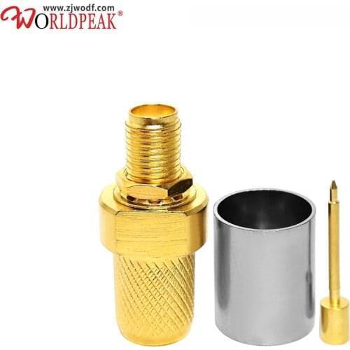 Free Shipping Gold plated 10PCS RP sma female straight crimp rf coaxial connector for RG214 cable