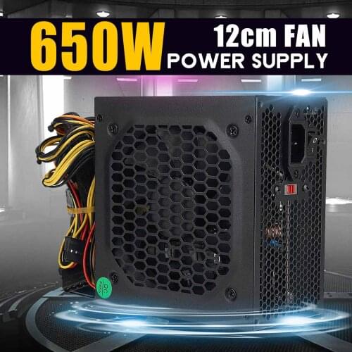 MAX 650W PSU ATX 12V Gaming PC Power Supply 24Pin / PCI /SATA /ATX 700 Walt 12CM Fan New Computer Power Supply For BTC