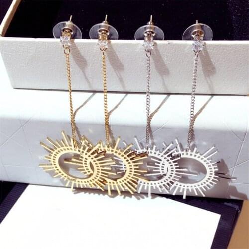 Charmwin New Long Earrings For Women Dangle Earrings Exaggerated Cubic Zirconia Round Drop Earrings Women