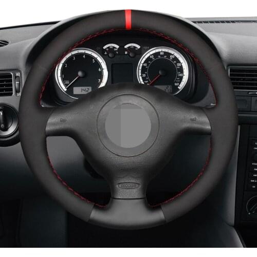 For Volkswagen VW Golf 4 (IV) Passat B5 Passat Variant Polo Black Suede Car Steering Wheel Cover