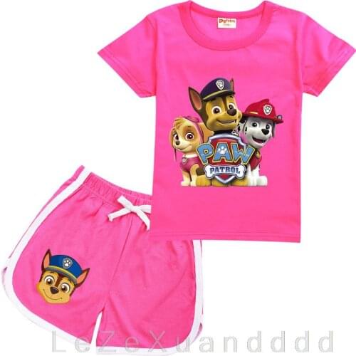 Hot PAW PATROL Boys And Girls Summer Kid Casual Cotton T Shirt + Shorts 2pcs Tracksuits Children Outfits
