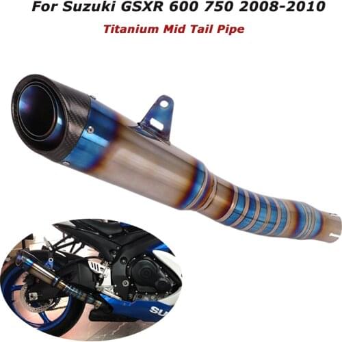 Slip for Suzuki GSXR600 GSXR750 2008 2009 2010 Motorcycle Exhaust Muffler Mid Tail Pipe System Titanium Blue