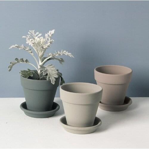 Nordic Style Ceramic Flowerpot Simple Solid Color Succulent Plant Pot Office Desktop Ornaments Balcony Home Garden Decor