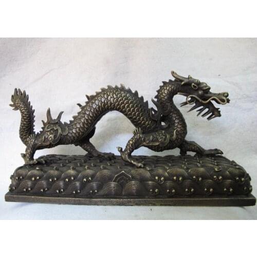 China Pure Bronze Copper Feng Shui wealth Lucky Auspicious Dragon Statue