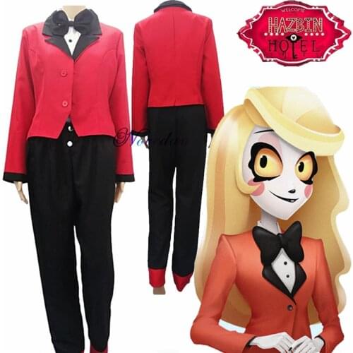 Hazbin Cosplay Hotel Charlie Cosplay Costume Uniform Adult Women Birthday Party Halloween Christmas Costumes Red Suit
