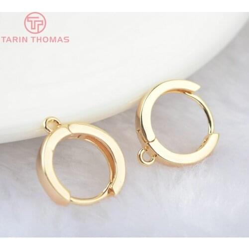 6PCS 17x15MM 24K Gold Color Brass Round Earrings Hoop Earring Clip High Quality DIY Jewelry Making Findings