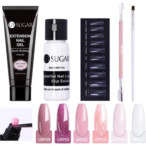 UR SUGAR Extension Nail Gel Kit Nude Pink Fast Building Gel Varnishes All For Manicure Set Finger Extend Acrylic UV LED Gel Set