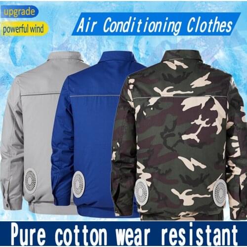 Summer Outdoor Cooling Fan Jacket Men Air Conditioning Clothing Sun-Protcetive Coat Construction Work Clothes