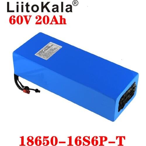 LiitoKala 60V ebike battery 60V 20Ah 18650 16S6P lithium ion battery electric bicycle battery 60V 1500W electric scooter battery