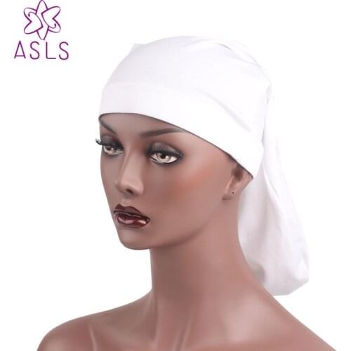 Fashion Unisex Open Back Spandex Strong Elasticity Solid Dreadlocks Cap Beanie Hat Men Women Slouch Hat Long Cylinder Sleep Cap