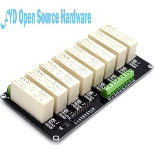 8 channel 5A solid state relay module high level trigger DC control 3-32VDC power supply and trigger voltage new products