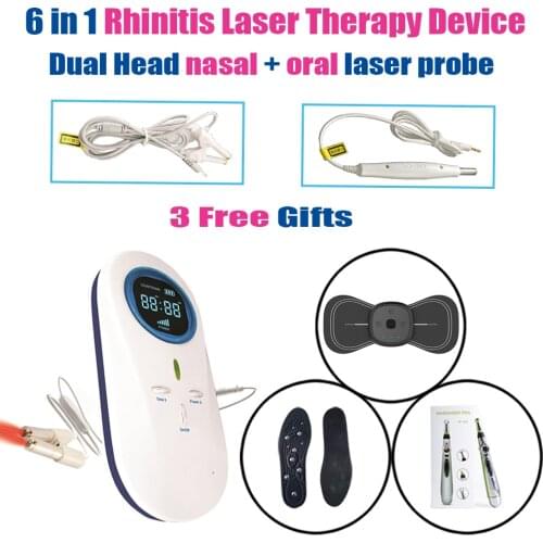 LASTEK 6 in 1 Kit Laser Therapy Device Nose Irradiation Cholesterol Phototherapy Instrument For Rhinitis Sinusitis Nasal Polyps