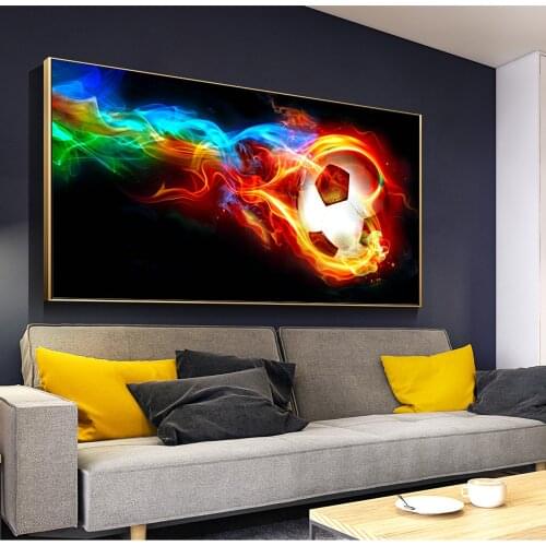 Soccer Ball On Fire Rainbow Football Wall Art Canvas Paintings Abstract Posters And Prints Wall Pictures For Living Room Cuadro