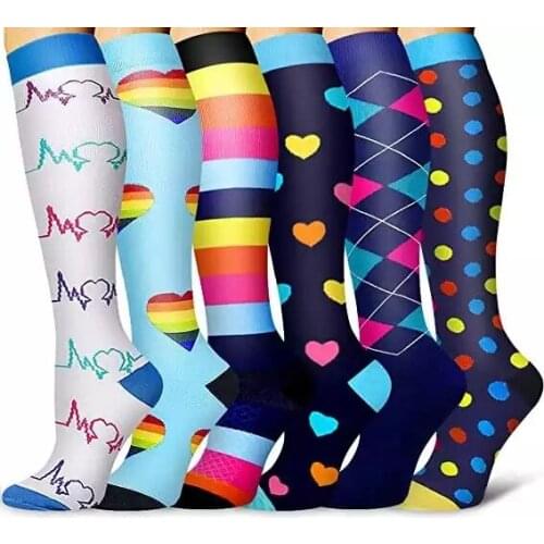 Wholesales Multi Pairs Compression Socks Knee High For Medical Edema Diabetes Varicose Veins Men Women Running Sports Socks