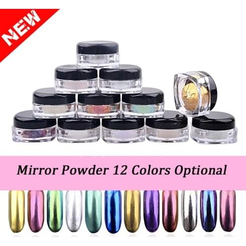 New 2g/box Shinning Mirror Nail Glitter Powder Dust DIY Nail Art Sequins Chrome Pigment Decorations 12 Colors Optional