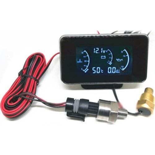 New 3 Function 12v/24v Truck Car Oil Pressure Gauge Meter+ Voltmeter Voltage Gauge + Water Temperature Gauge Meter