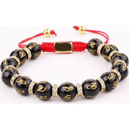 New Design Natural Stone Tibetan Agate Beads CZ Charm Macrame Adjustable Luxury Bracelet Women Men