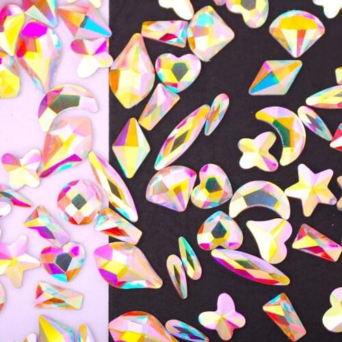 Mixed Size 50Pcs AB Crystal Diamond Nail Stone Nail Glass Rhinestones For Nails Art DIY Decorations Bright Strass