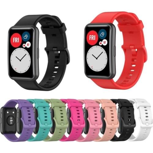 Silicone Strap for Huawei Watch Fit Bracelet Stainless Steel Head Grain Replacement Band Wrist Strap for Huawei Watch Fit QBMY